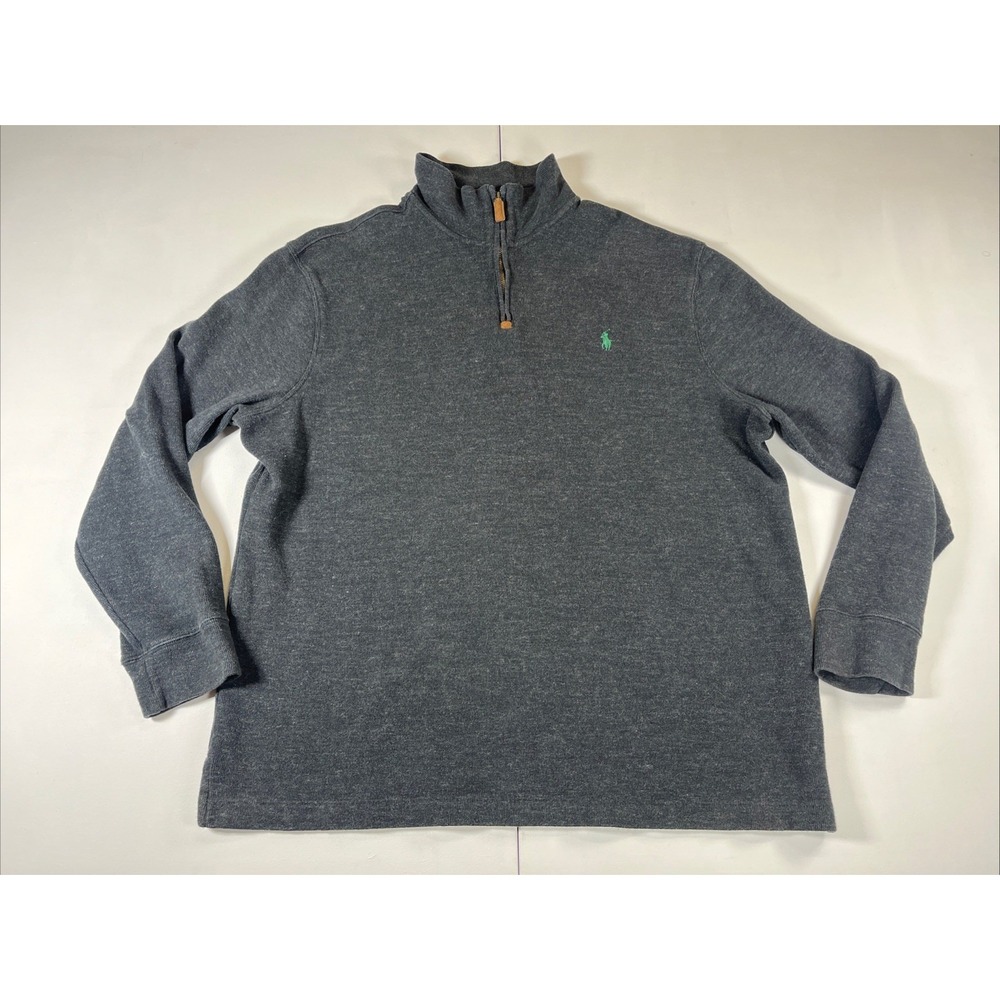 Polo Ralph Lauren Quarter Zip Sweater Mens Xl Gray Cotton Knit Golf Pony Mock